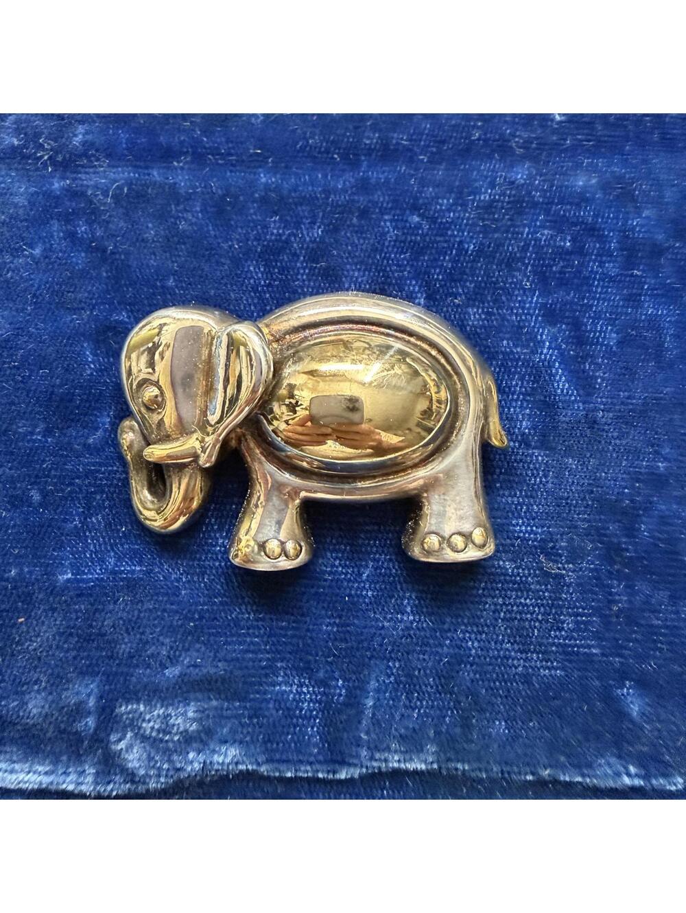 Elephant sterling brooch vintage with gold plated accents